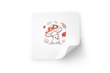 Sticker décoratif avec champignon joyeux en style doodle automnal