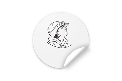 Sticker décoratif enfant rêveur sur fond minimaliste design créatif pour enfants