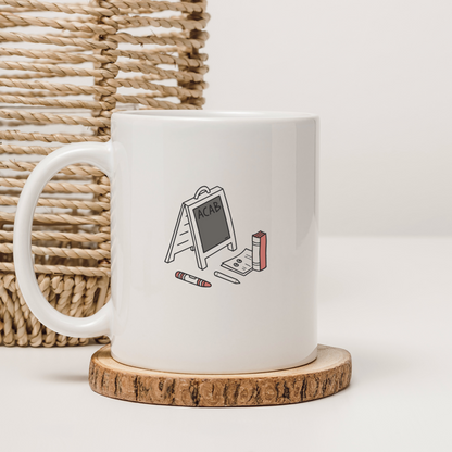 Mug éducatif pastel avec motif créatif inspiré d'un tableau scolaire