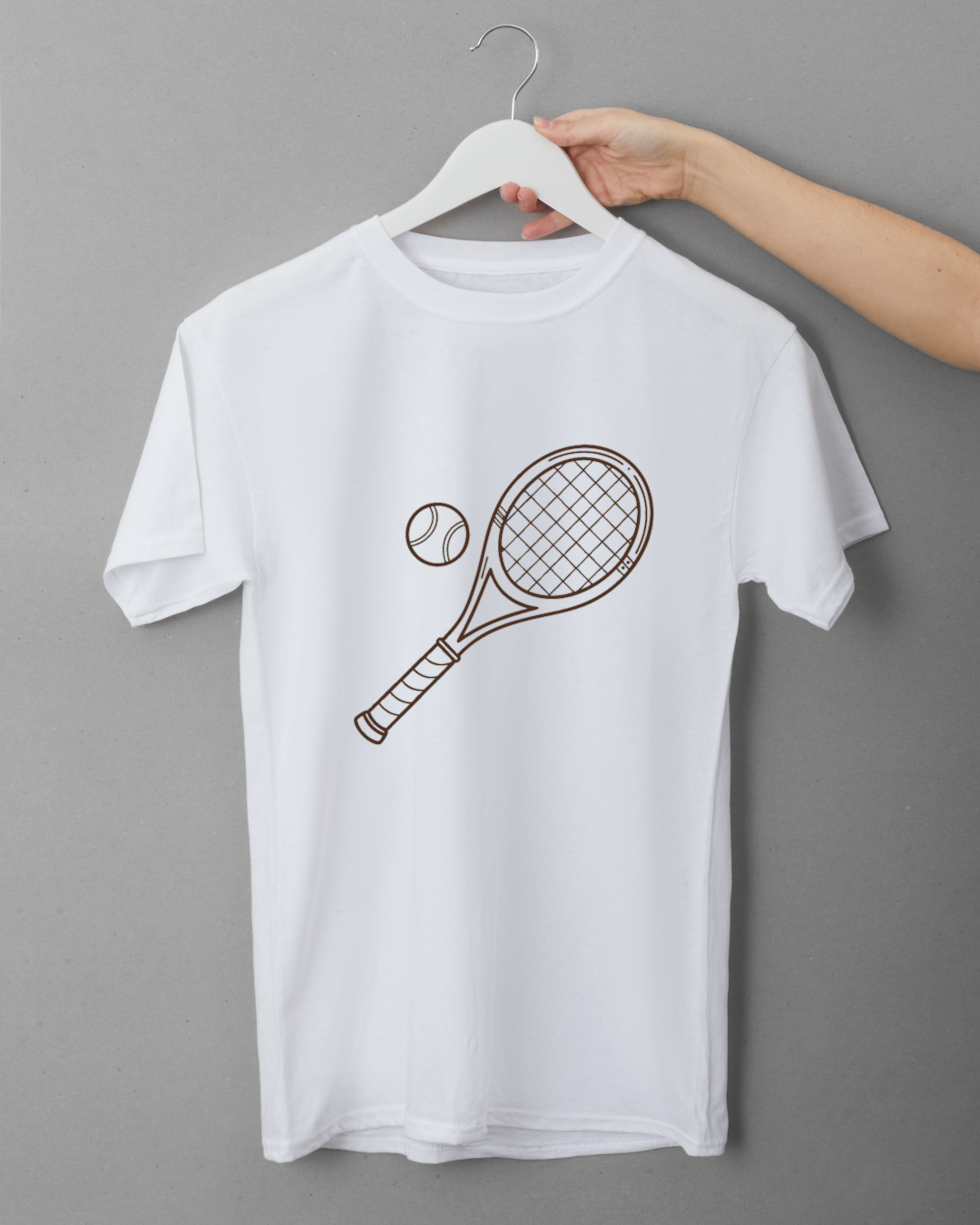 T-shirt sportif avec raquette de tennis minimaliste en style épuré