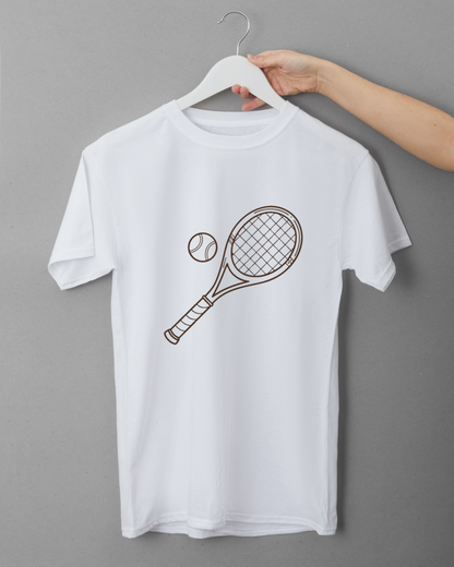 T-shirt sportif avec raquette de tennis minimaliste en style épuré