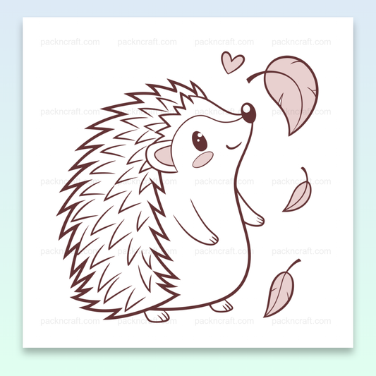 Illustration d'un hérisson joueur en style SVG minimaliste, idéale pour créations automnales.