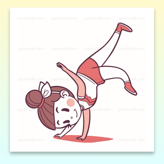 Illustration d'une fille gymnaste en pleine action, idéale pour projets éducatifs et DIY.