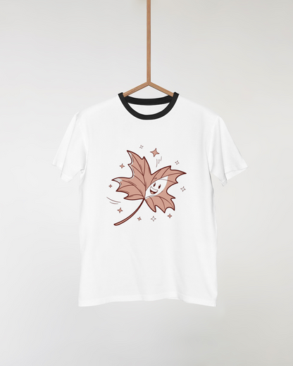 T-shirt avec motif feuille joyeuse style automne magique élégant et moderne