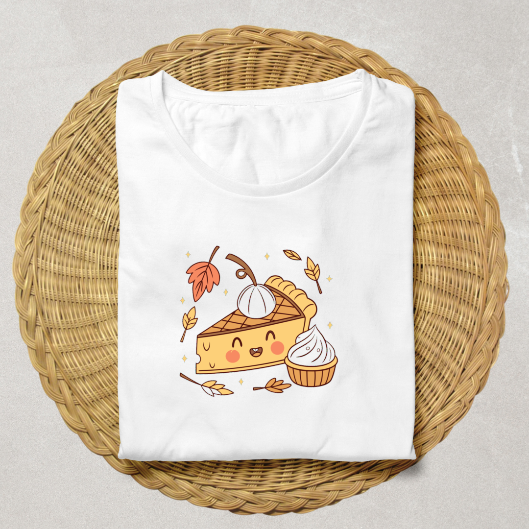 T-shirt au thème Halloween avec icône numérique de tarte joyeuse en automne