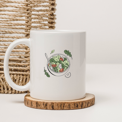 Mug avec design minimaliste, icône moderne de salade fraîche et gourmande
