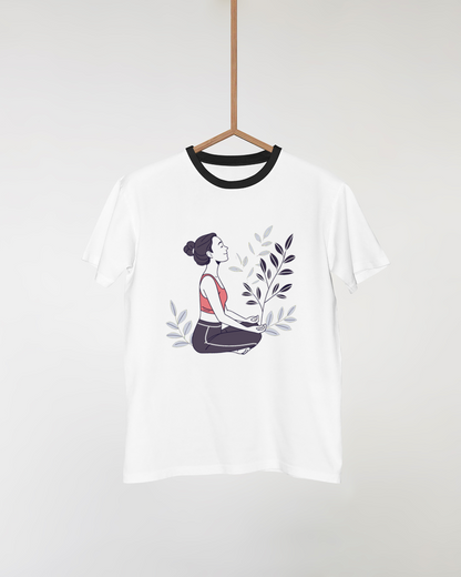 T-shirt avec illustration yoga méditation, usage décoration, Illustration yoga format numérique, usage méditatif et créatif, Tasse avec motif yoga, bien-être et relaxation, Sticker méditation yoga, idéal pour papeterie, Cadre illustré instructrice yoga, décoration intérieure