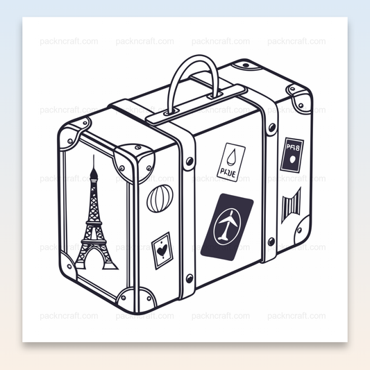 Illustration de valise parisienne élégante en style vectoriel, idéale pour projets DIY et déco