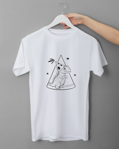 Graphique de dinosaure kawaii sur t-shirt fête