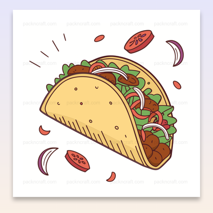 Illustration de taco en style cartoon, usage DIY et papeterie