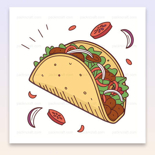 Illustration de taco en style cartoon, usage DIY et papeterie