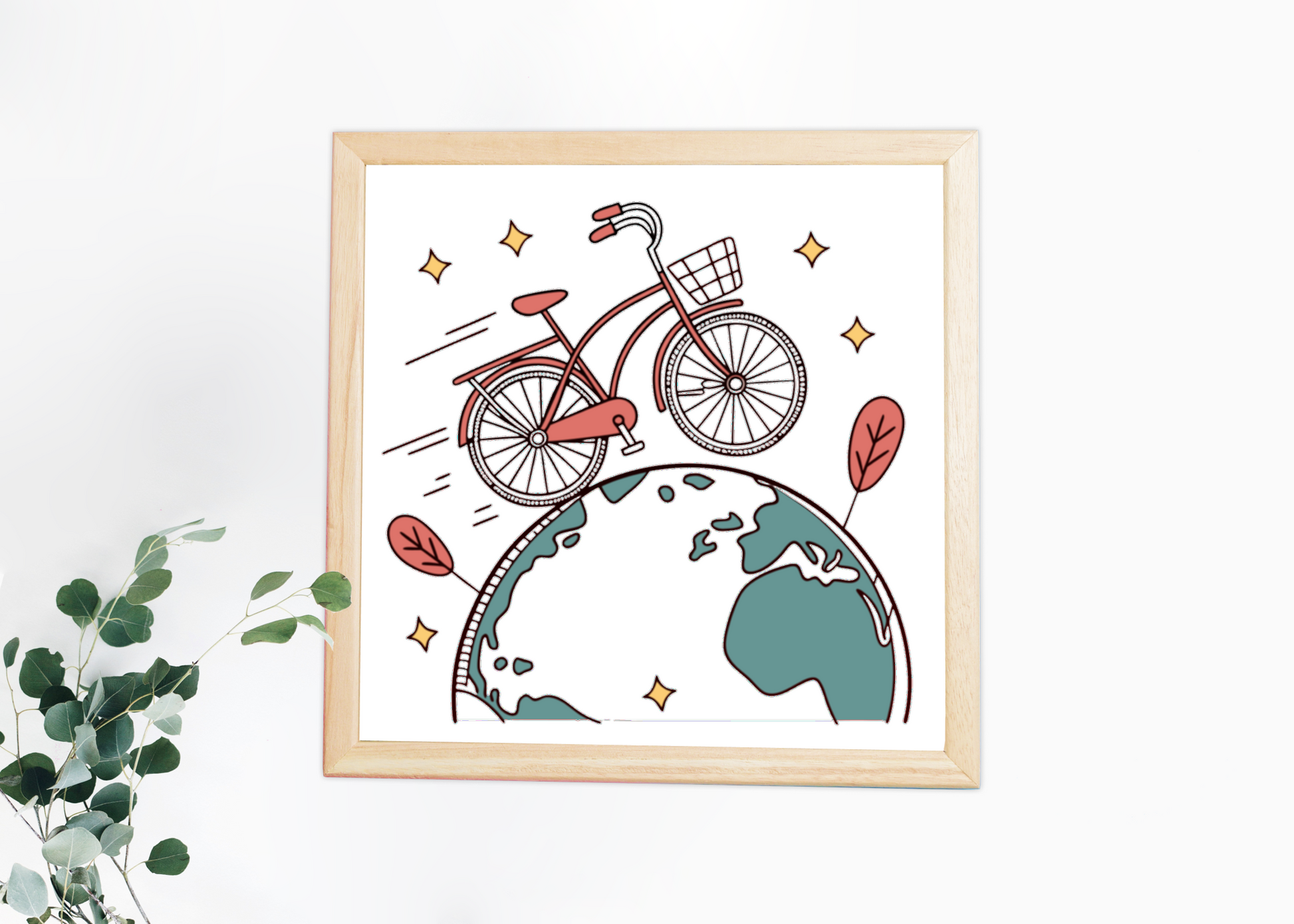 Cadre vintage orné d'un motif vélo sur Terre, parfait pour les amateurs d'aventure
