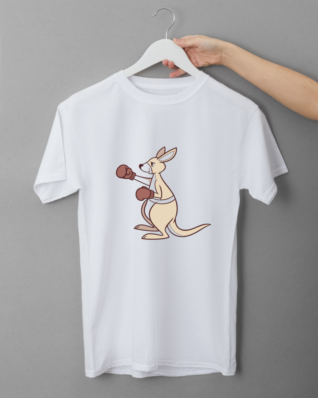T-shirt avec un kangourou boxeur dynamique prêt au combat style fun sportif