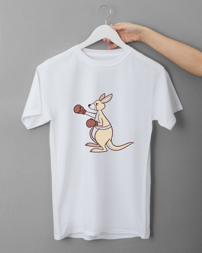 T-shirt avec un kangourou boxeur dynamique prêt au combat style fun sportif