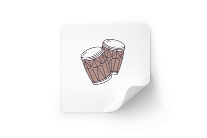 Sticker vibrant au style doodle présentant des tambours rythmiques