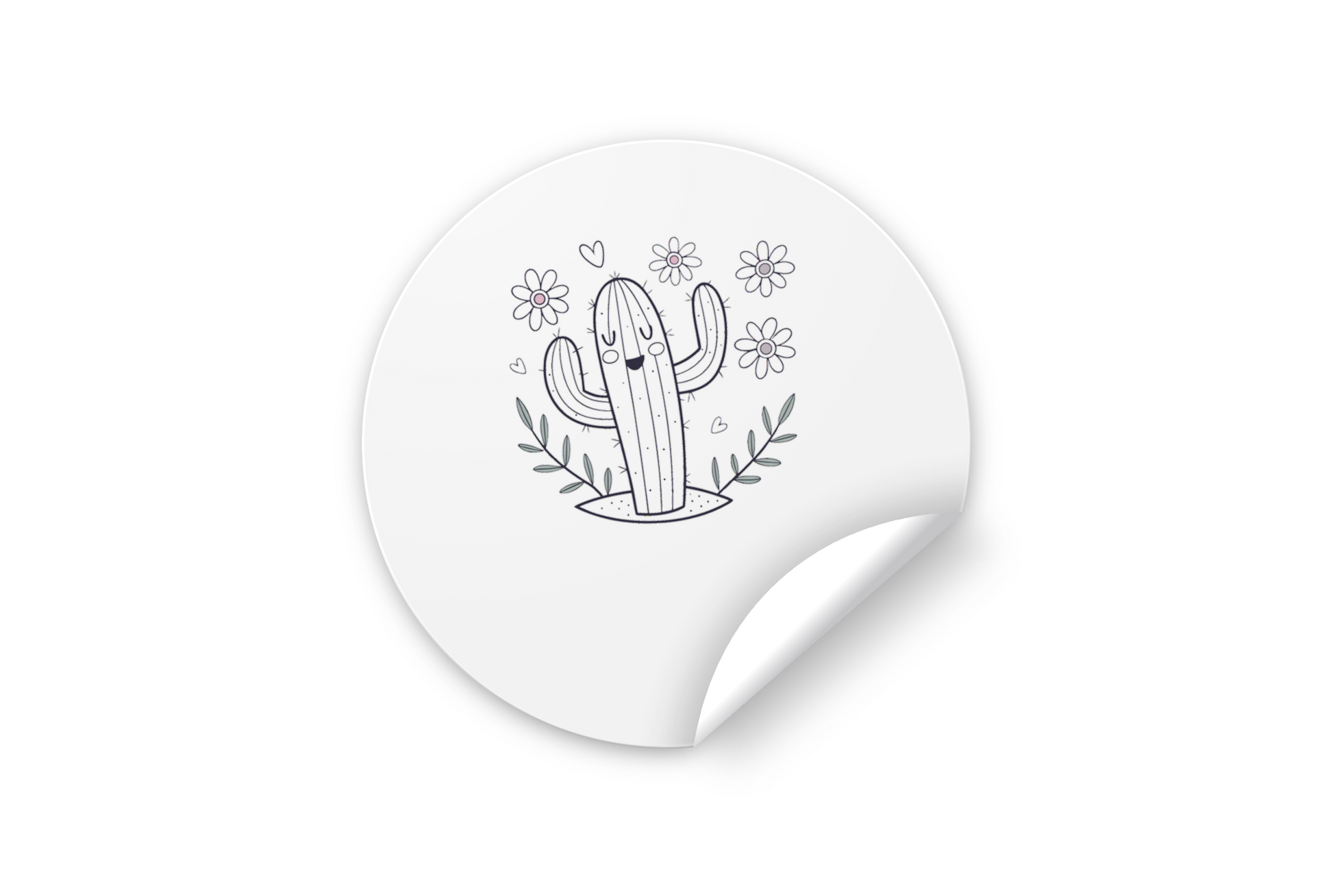 Sticker vibrant avec cactus joyeux en doodle coloré pour une touche nature