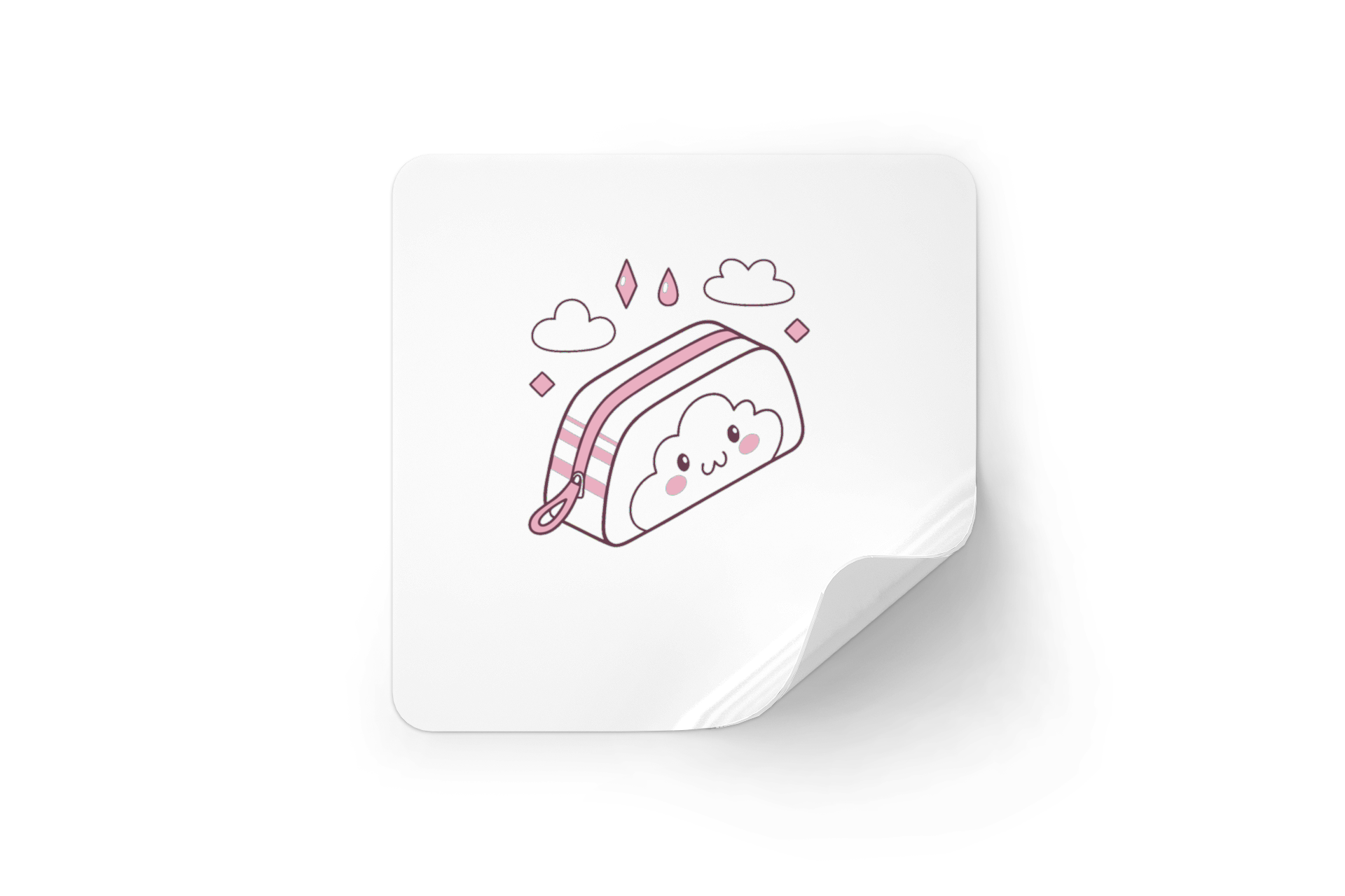 Sticker avec nuage souriant style kawaii pour trousse enfantinine