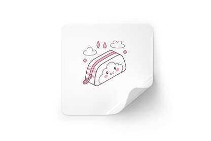 Sticker avec nuage souriant style kawaii pour trousse enfantinine
