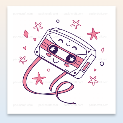 Image kawaii d'une cassette vintage pour projets de fête et DIY