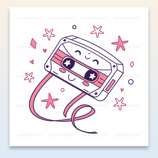 Image kawaii d'une cassette vintage pour projets de fête et DIY