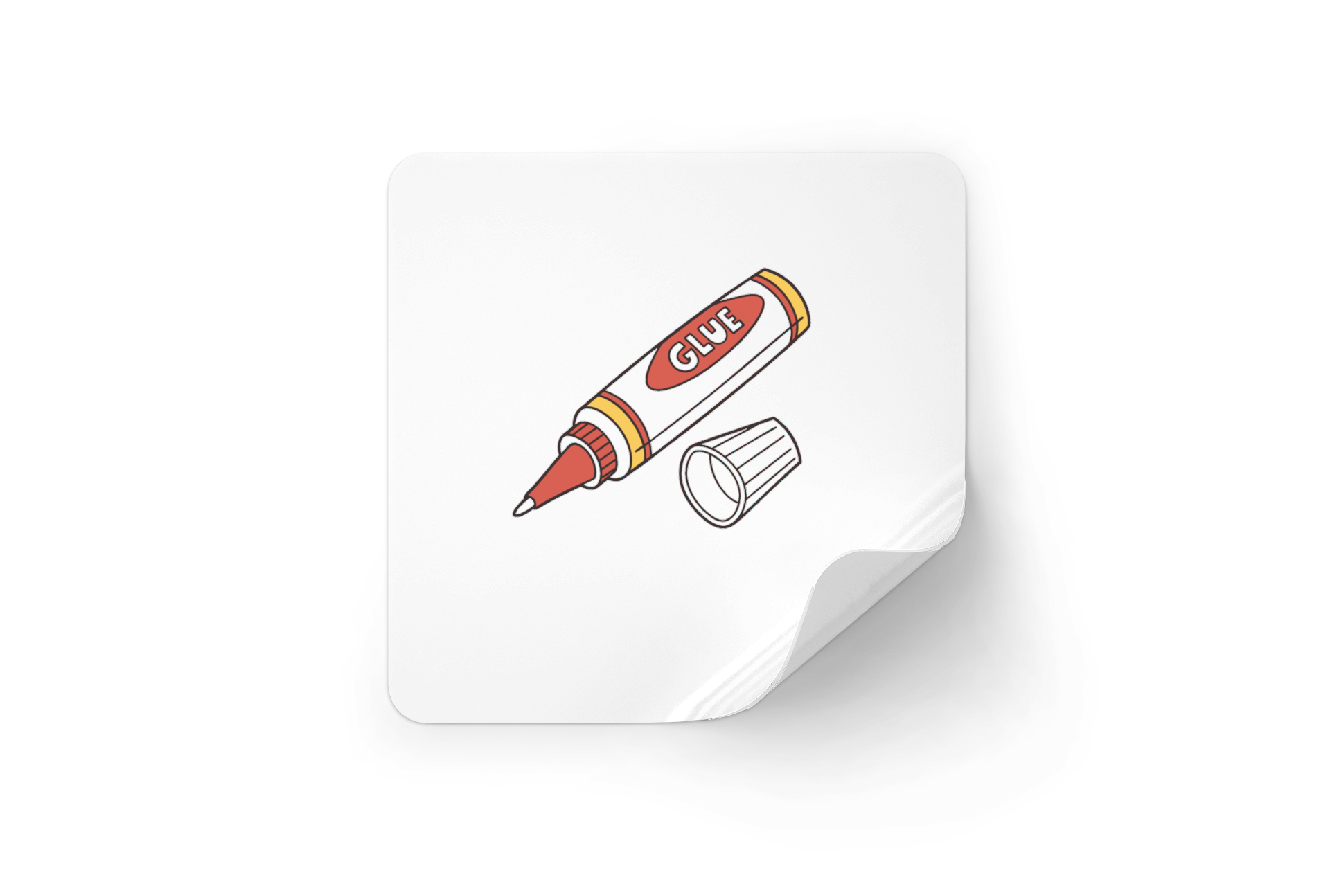 Sticker décoratif avec un tube de colle dévissé pour projets créatifs DIY