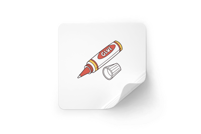 Sticker décoratif avec un tube de colle dévissé pour projets créatifs DIY