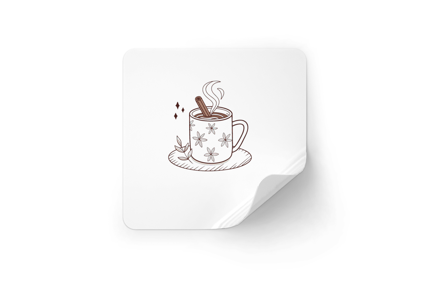 Sticker avec icône minimaliste pour pause détente chocolat chaud