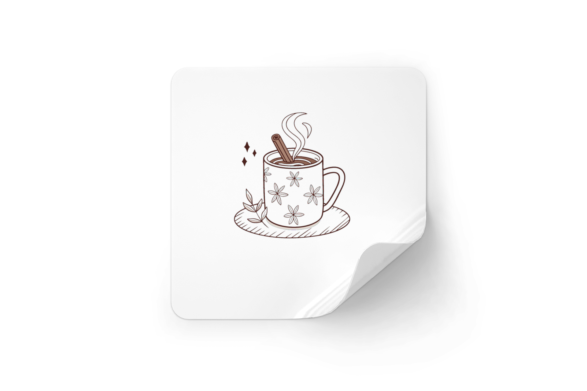 Sticker avec icône minimaliste pour pause détente chocolat chaud