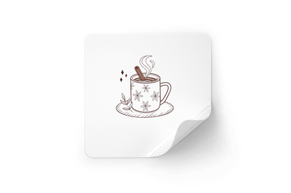 Sticker avec icône minimaliste pour pause détente chocolat chaud