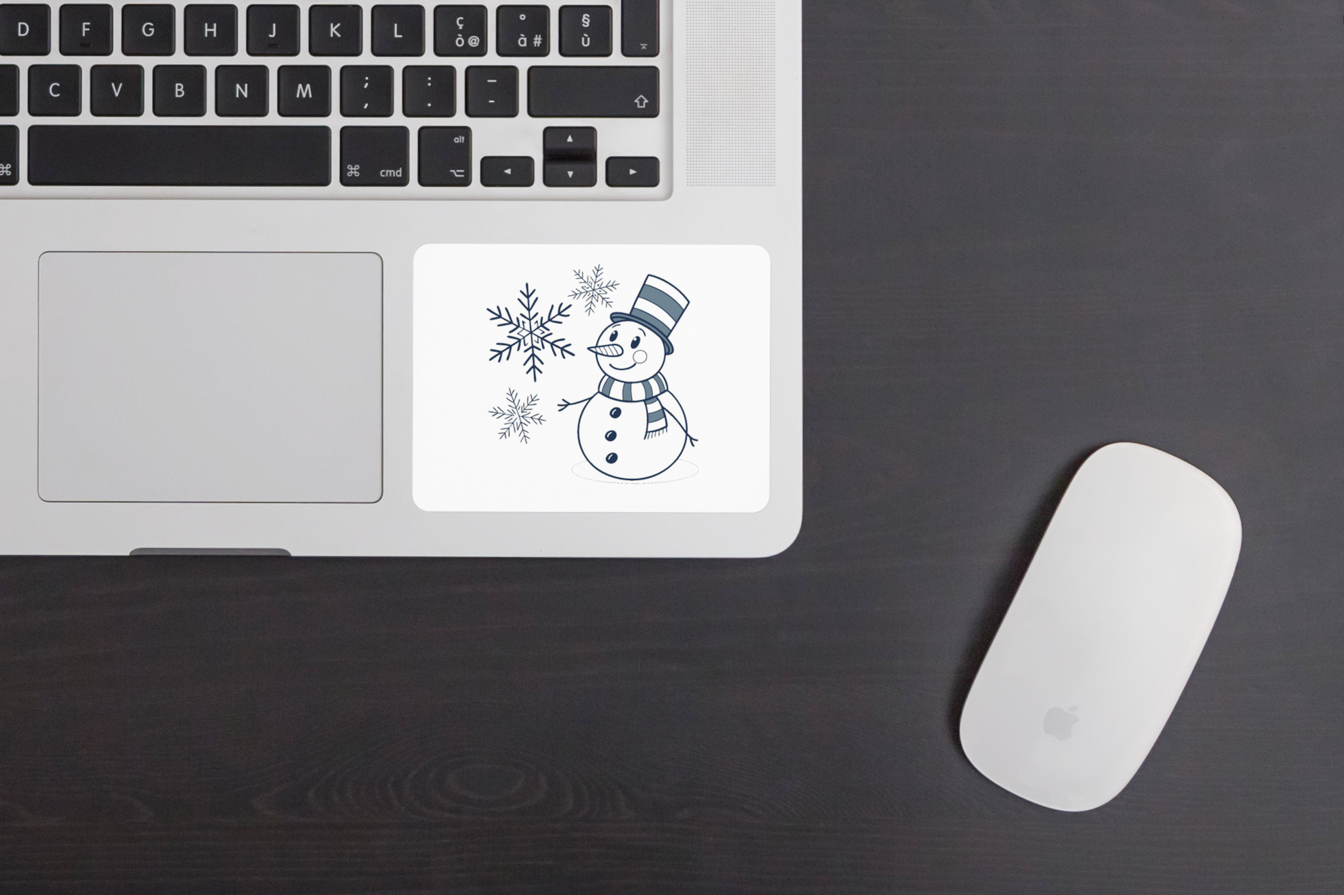 Sticker décoratif avec un bonhomme de neige joyeux design minimaliste donnant une touche hivernale
