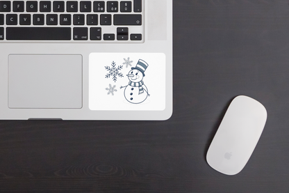Sticker décoratif avec un bonhomme de neige joyeux design minimaliste donnant une touche hivernale