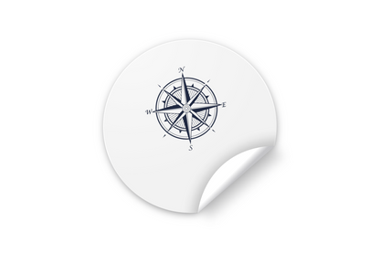 Sticker au design élégant avec une rose des vents numérique sur fond minimaliste