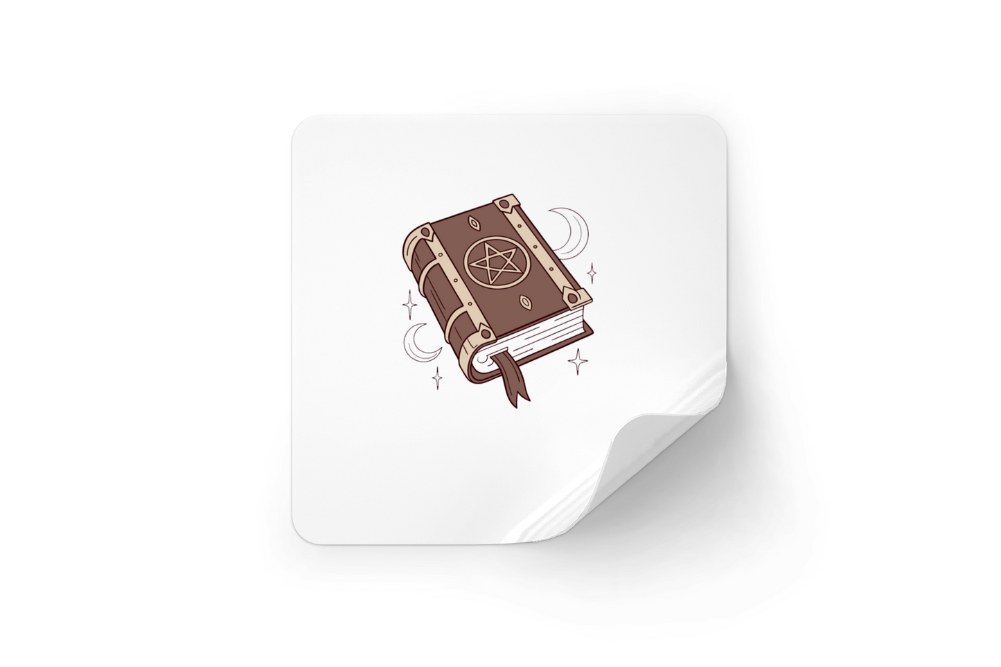 Sticker avec un élégant livre suspendu dans un style mystique et enchanteur