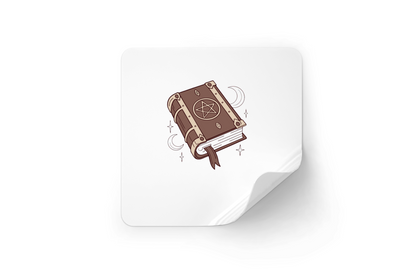 Sticker avec un élégant livre suspendu dans un style mystique et enchanteur