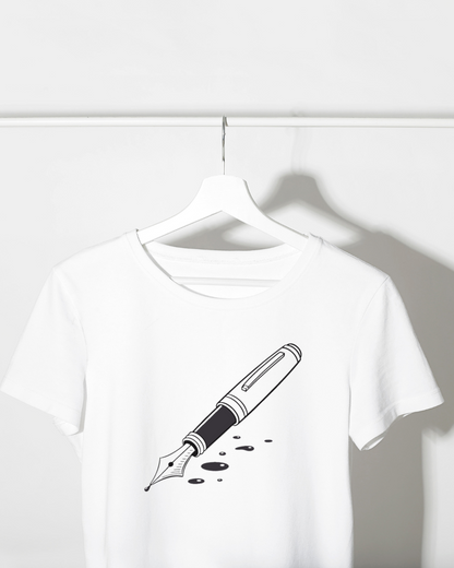 T-shirt avec design minimaliste de stylo plume pour les amateurs d'écriture