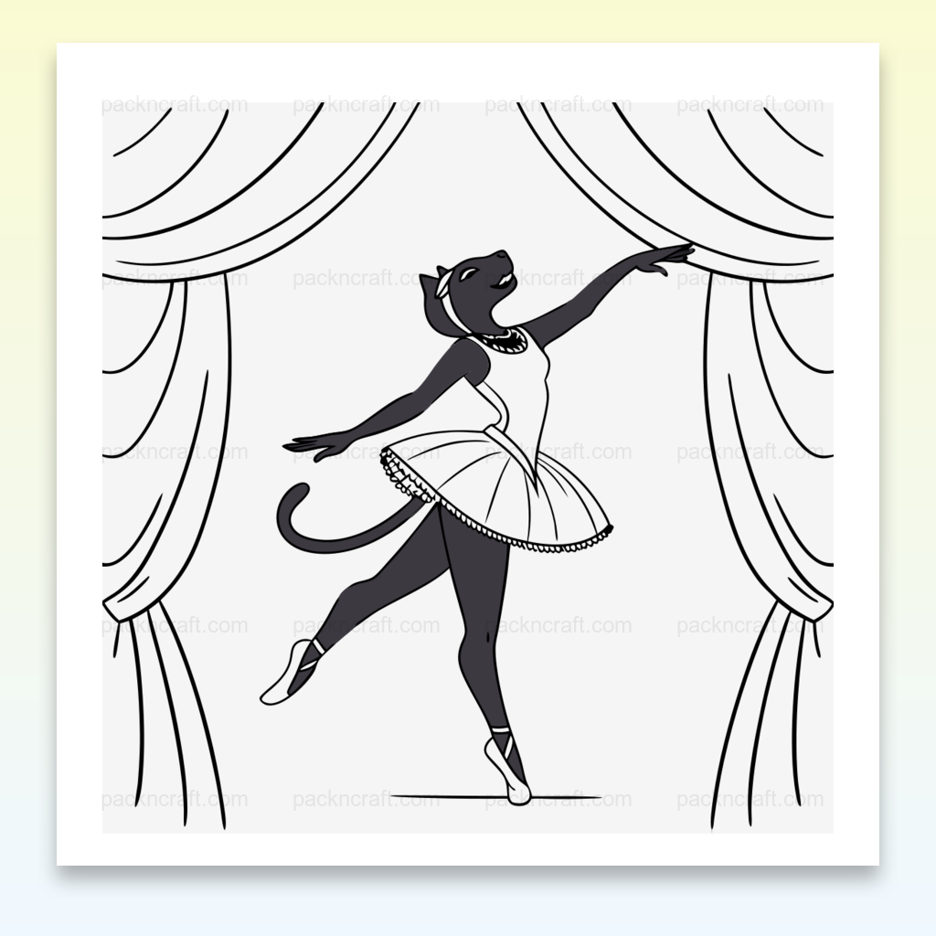 Illustration d'un chat dansant en ballerine, idéale pour papeterie et déco