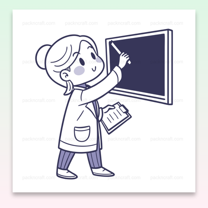 Illustration SVG d'une enseignante en réflexion pour utilisation éducative