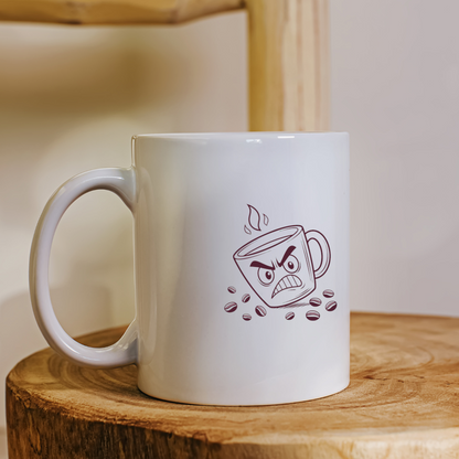 Mug amusant avec illustration numérique d'une tasse de café enragée