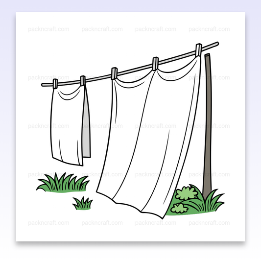 Illustration minimaliste de linge suspendu au vent pour projets créatifs et décos.