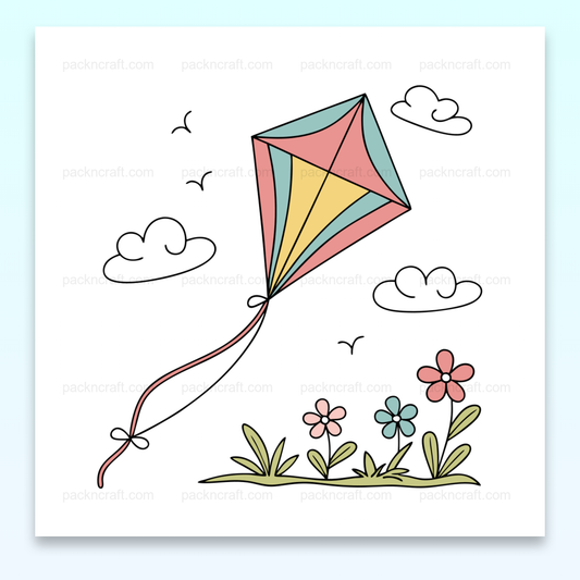 Illustration de cerf-volant joyeux avec des motifs Doodle et des couleurs pastel, idéale pour des projets créatifs et éducatifs.