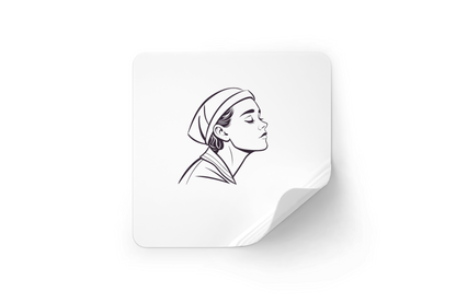 Sticker avec un design élégant montrant une femme sereine stylisée en lignes épurées