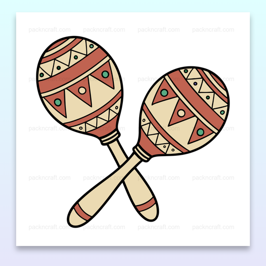 Illustration de maracas enjouées au style bohème pour projets musicaux et créatifs.