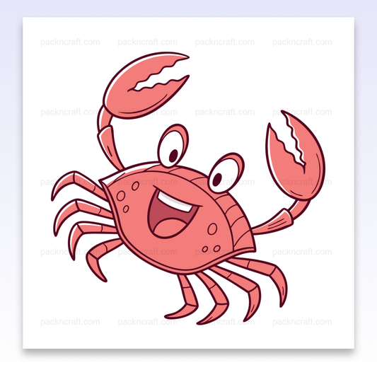 Crabe joyeux dansant en illustration cartoon, idéal pour projets DIY et déco marine
