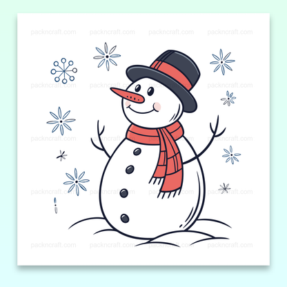 Illustration de bonhomme de neige joyeux style doodle pour projets DIY et déco hivernale