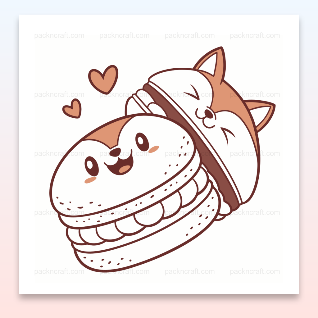 Image d'un macaron kawaii en forme de chien, idéal pour DIY, stickers & déco.