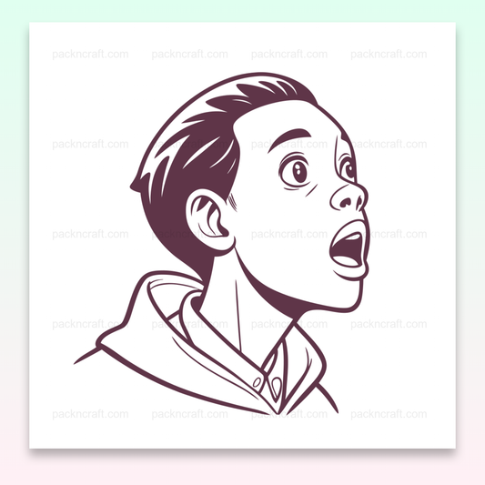 Illustration d'un garçon avec une expression ébahie, idéal pour des projets créatifs.