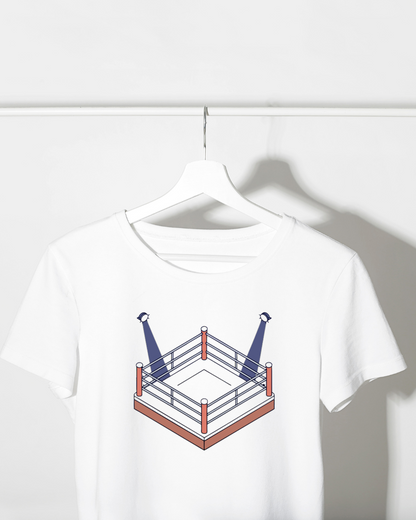 T-shirt décoré d'un élégant ring de boxe isométrique style vectoriel sportif