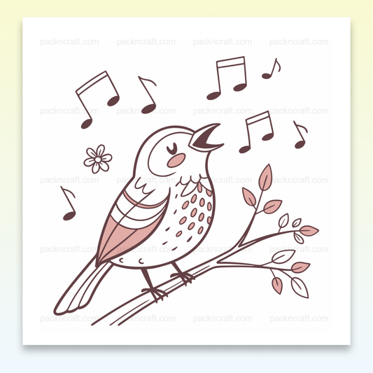 Illustration vectorielle d'un oiseau chantant sur un arbre, style pastel.