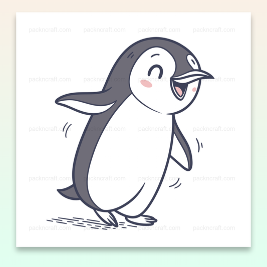 Illustration de pingouin joyeux en marche, usage DIY et papeterie