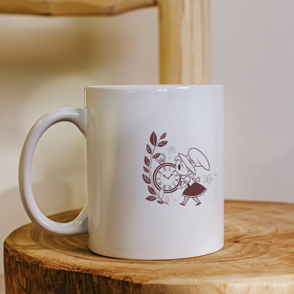 Mug au design minimaliste, petite sorcière nostalgique, horloge vintage